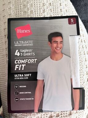 Hanes White Product Label – Modal/Cotton Blend